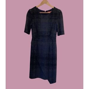 Betsy Johnson Black Geometric Print Fitted Winter Dress Sz 4